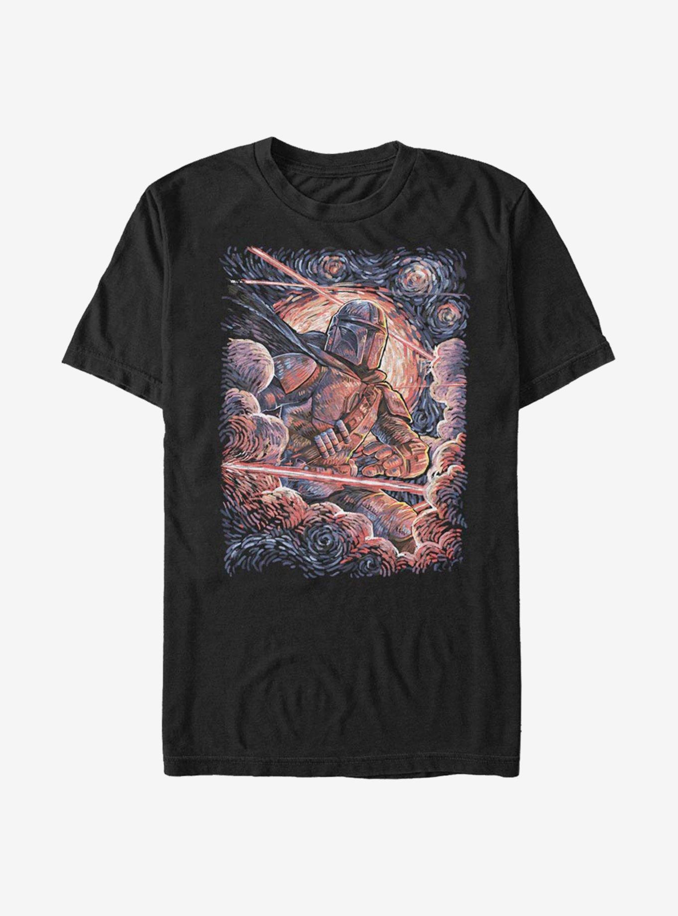 Star Wars The Mandalorian Mando Painted Stars T-Shirt, BLACK, hi-res