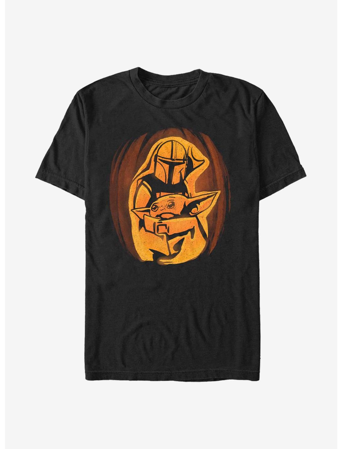 Star Wars The Mandalorian Mando The Child Pumpkin T-Shirt, BLACK, hi-res