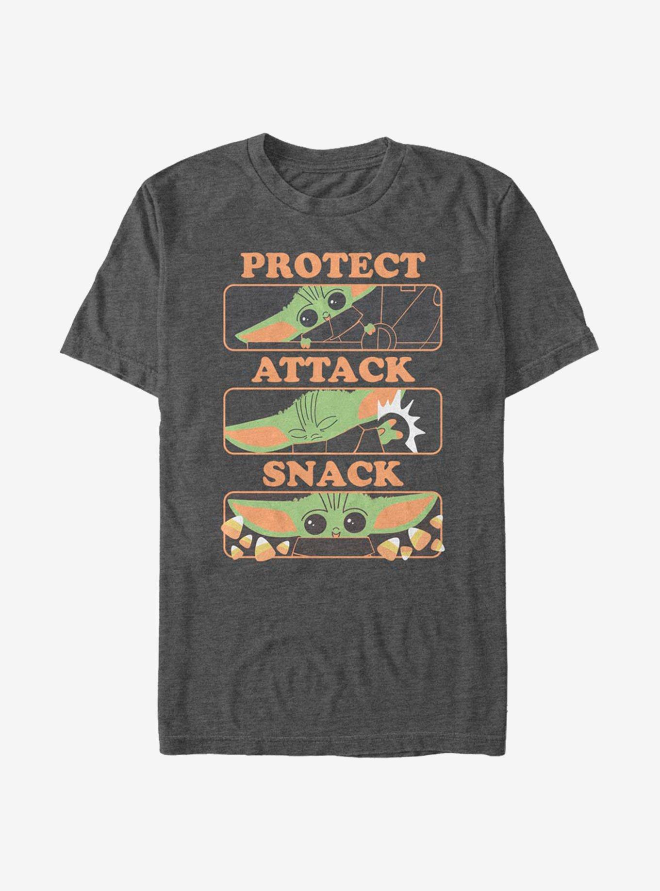 Star Wars The Mandalorian The Child Protect And Snack T-Shirt, CHAR HTR, hi-res