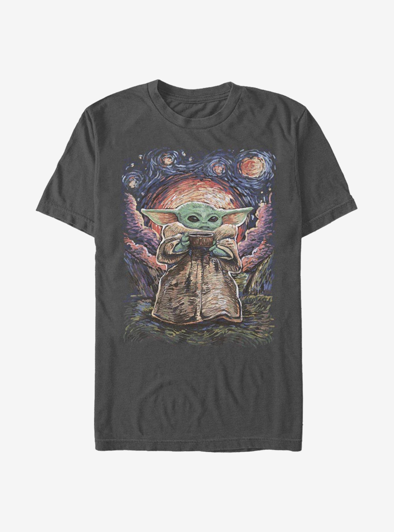 Star Wars The Mandalorian The Child Starry Night T-Shirt, CHARCOAL, hi-res