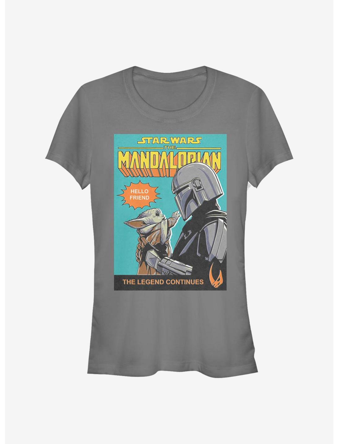 Star Wars The Mandalorian Hello Friend Poster Girls T-Shirt, CHARCOAL, hi-res