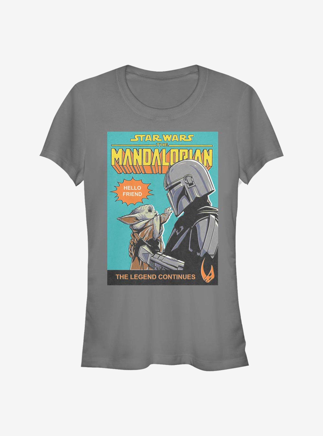 Star Wars The Mandalorian Hello Friend Poster Girls T-Shirt, CHARCOAL, hi-res
