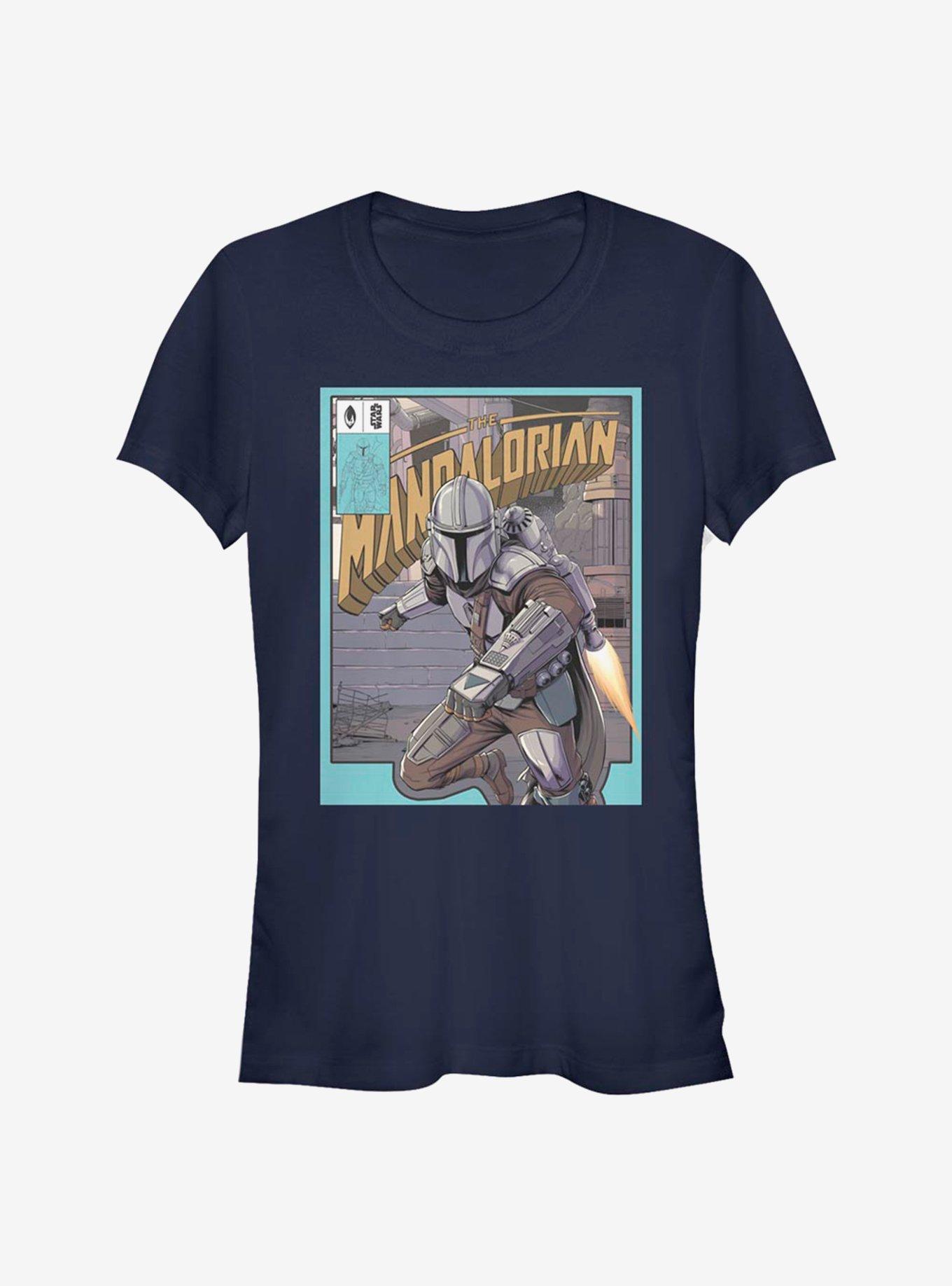 Star Wars The Mandalorian Mandalorian Flight Poster Girls T-Shirt, NAVY, hi-res