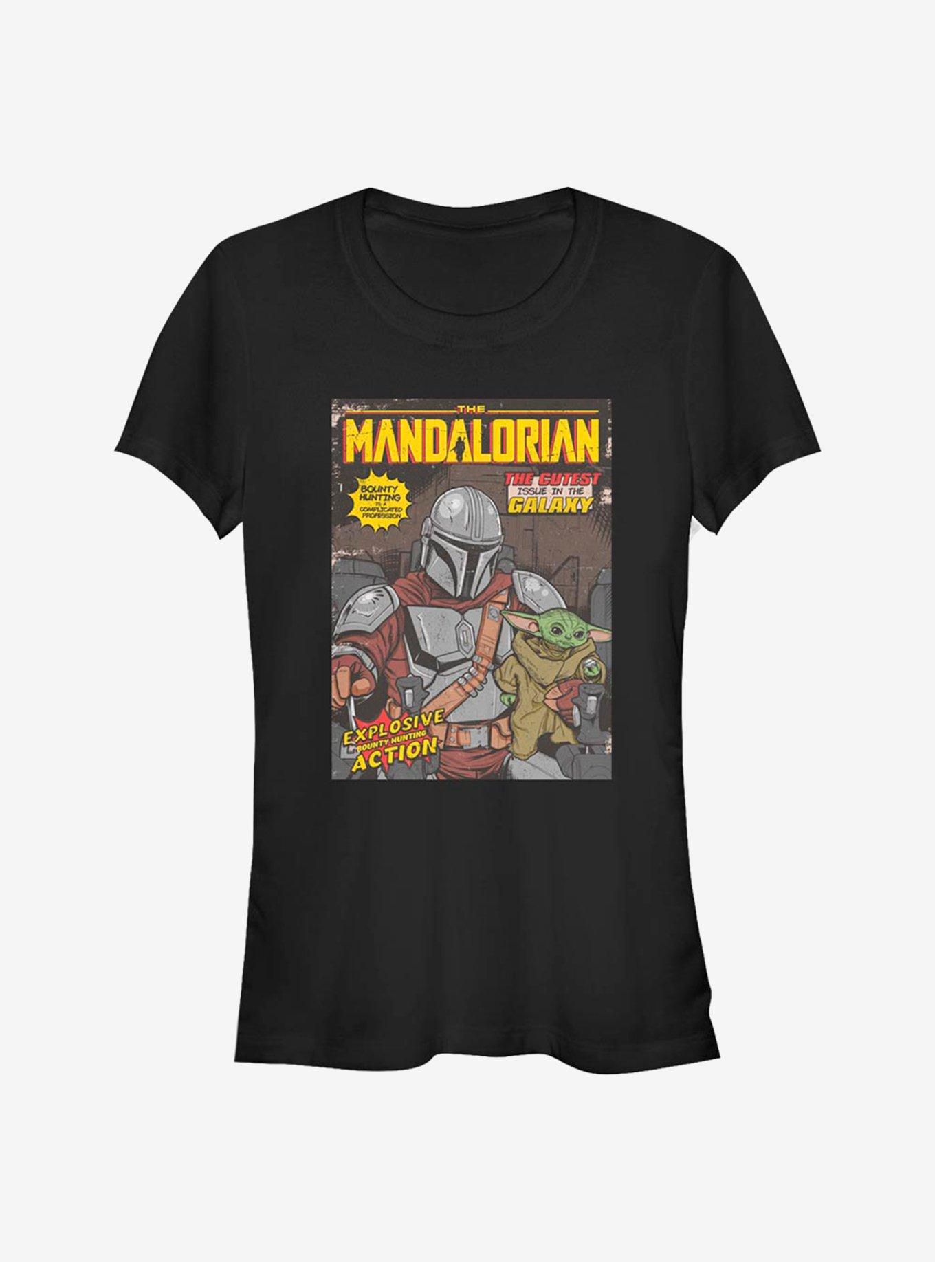 Star Wars The Mandalorian Vintage Comic Cover Girls T-Shirt, BLACK, hi-res