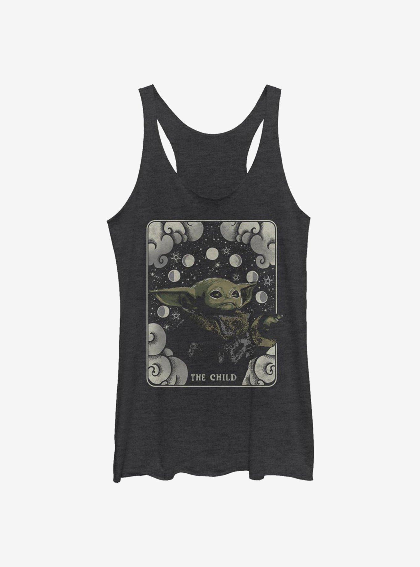 Star Wars The Mandalorian The Child Tarot Card Card Girls Tank, BLK HTR, hi-res