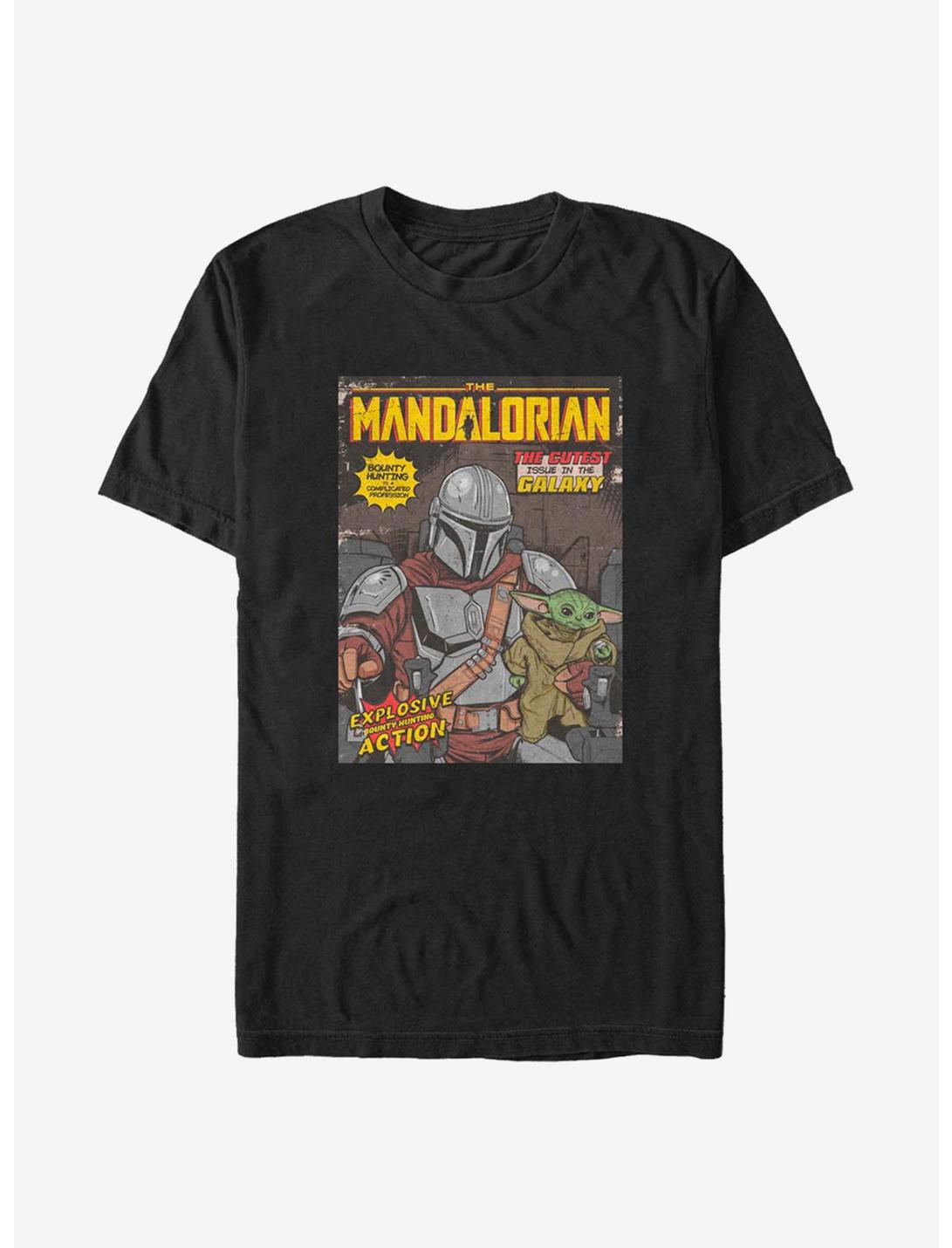 Star Wars The Mandalorian Vintage Comic Cover T-Shirt, BLACK, hi-res