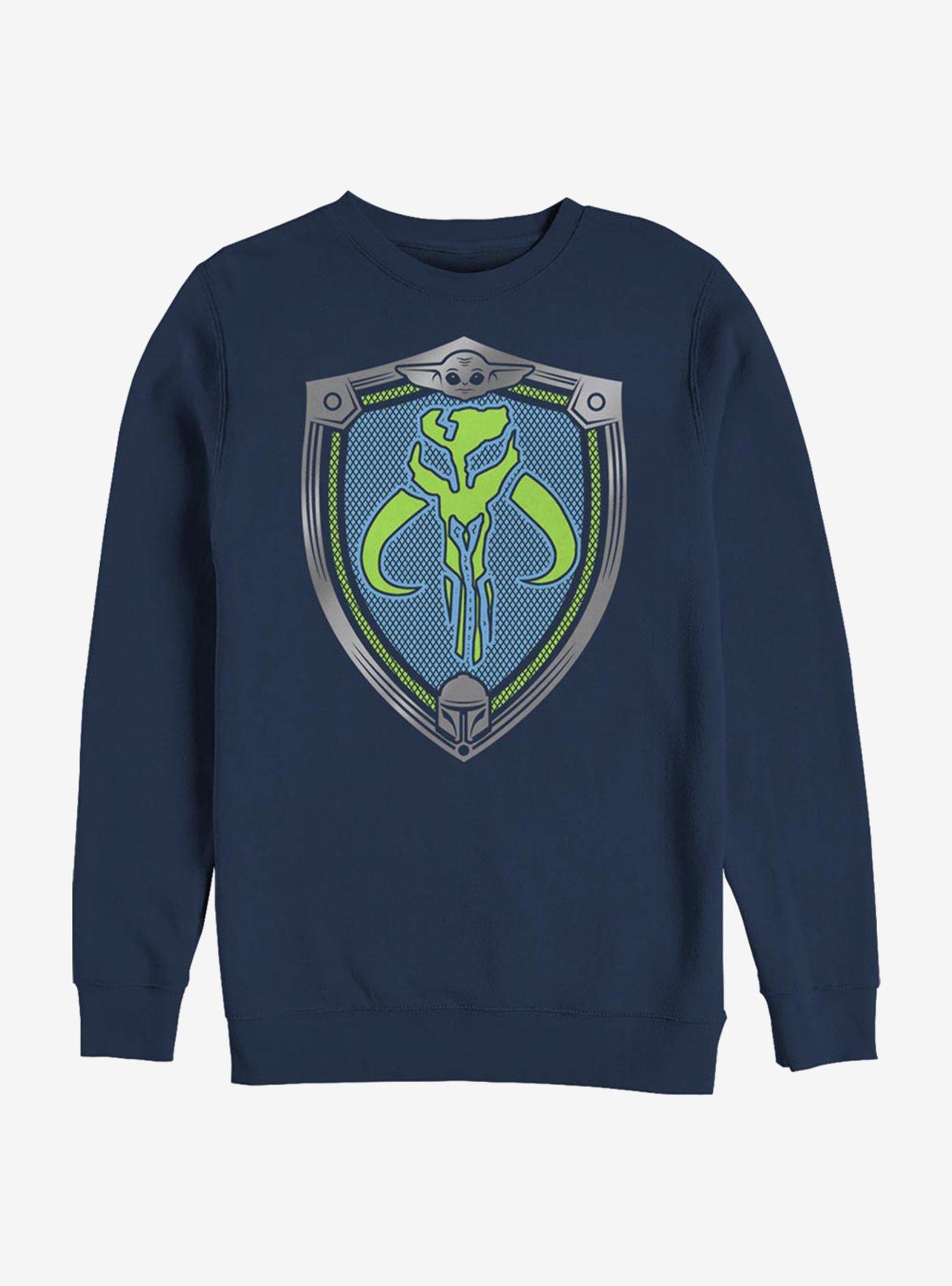 Star Wars The Mandalorian Mando Shield Crew Sweatshirt, NAVY, hi-res