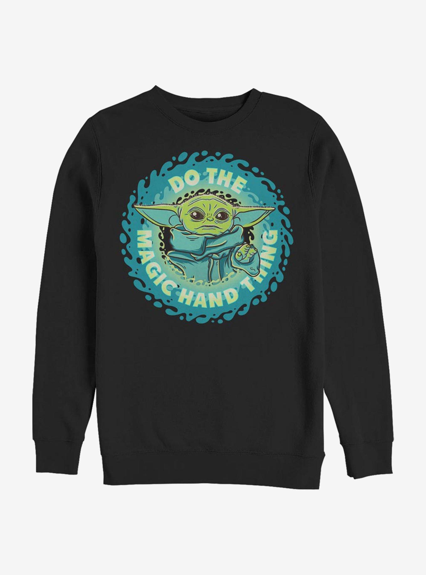 Star Wars The Mandalorian The Child Hand Thing Crew Sweatshirt, BLACK, hi-res