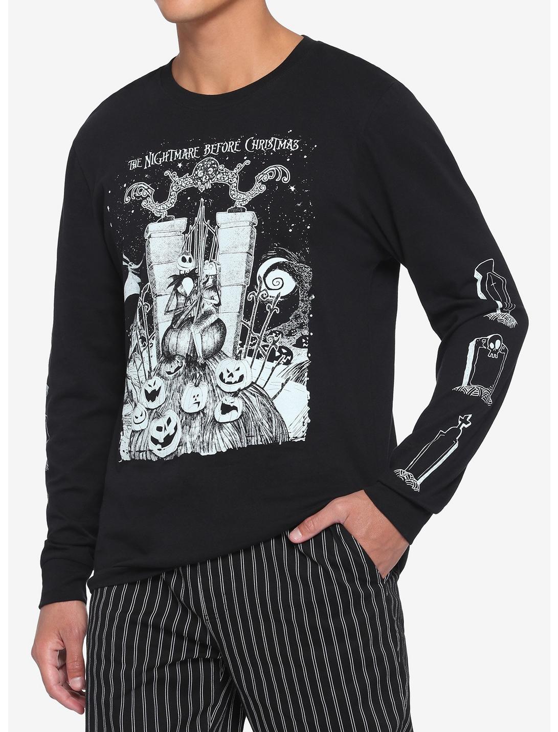 The Nightmare Before Christmas Halloween Town Gates Long-Sleeve T-Shirt, BLACK, hi-res