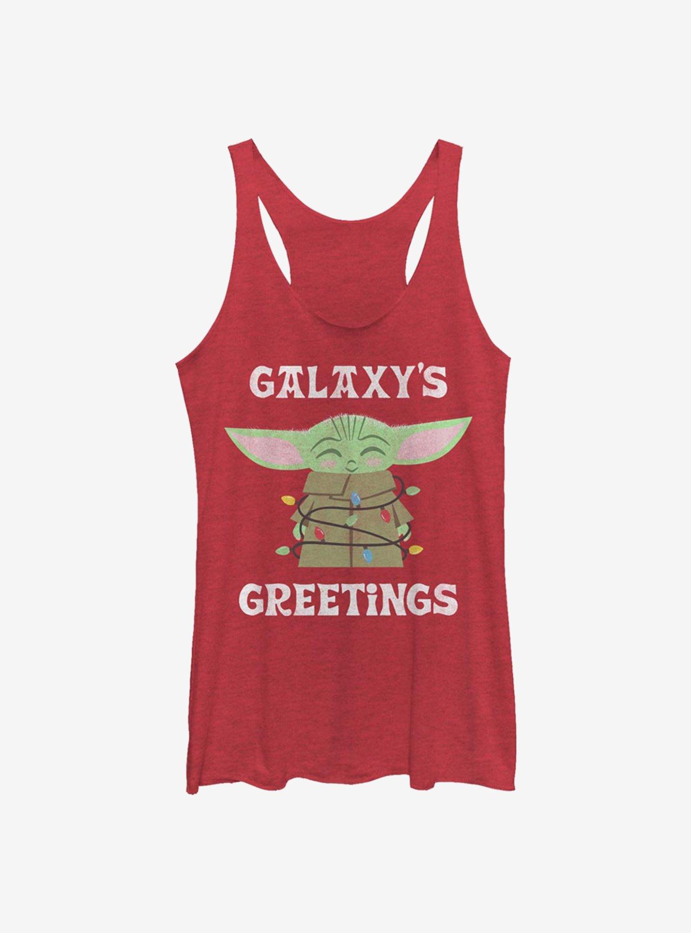 Star Wars The Mandalorian The Child Galaxy's Greetings Girls Tank, RED HTR, hi-res