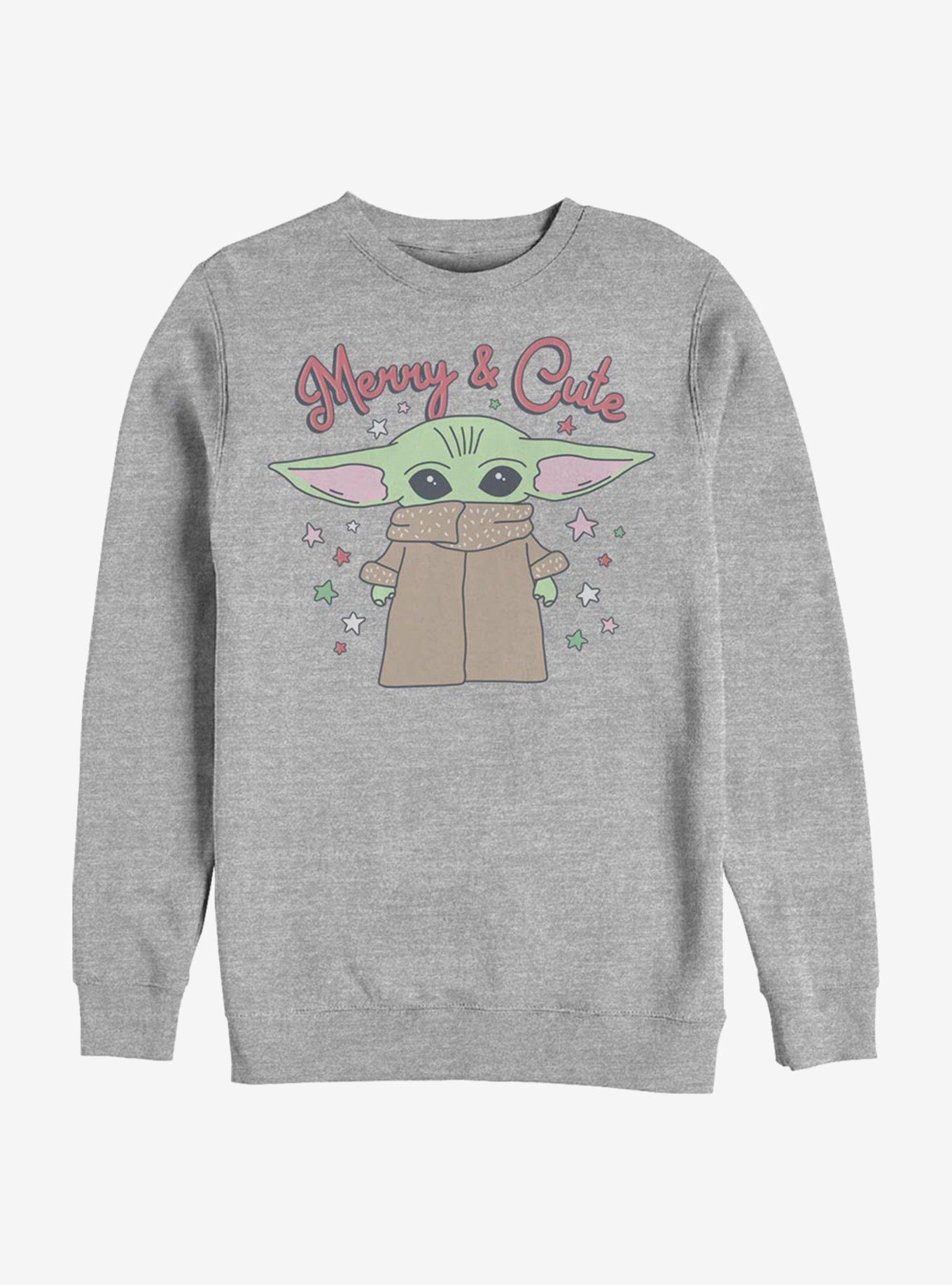 Star Wars The Mandalorian The Child Merry And Cute Crew Sweatshirt, ATH HTR, hi-res
