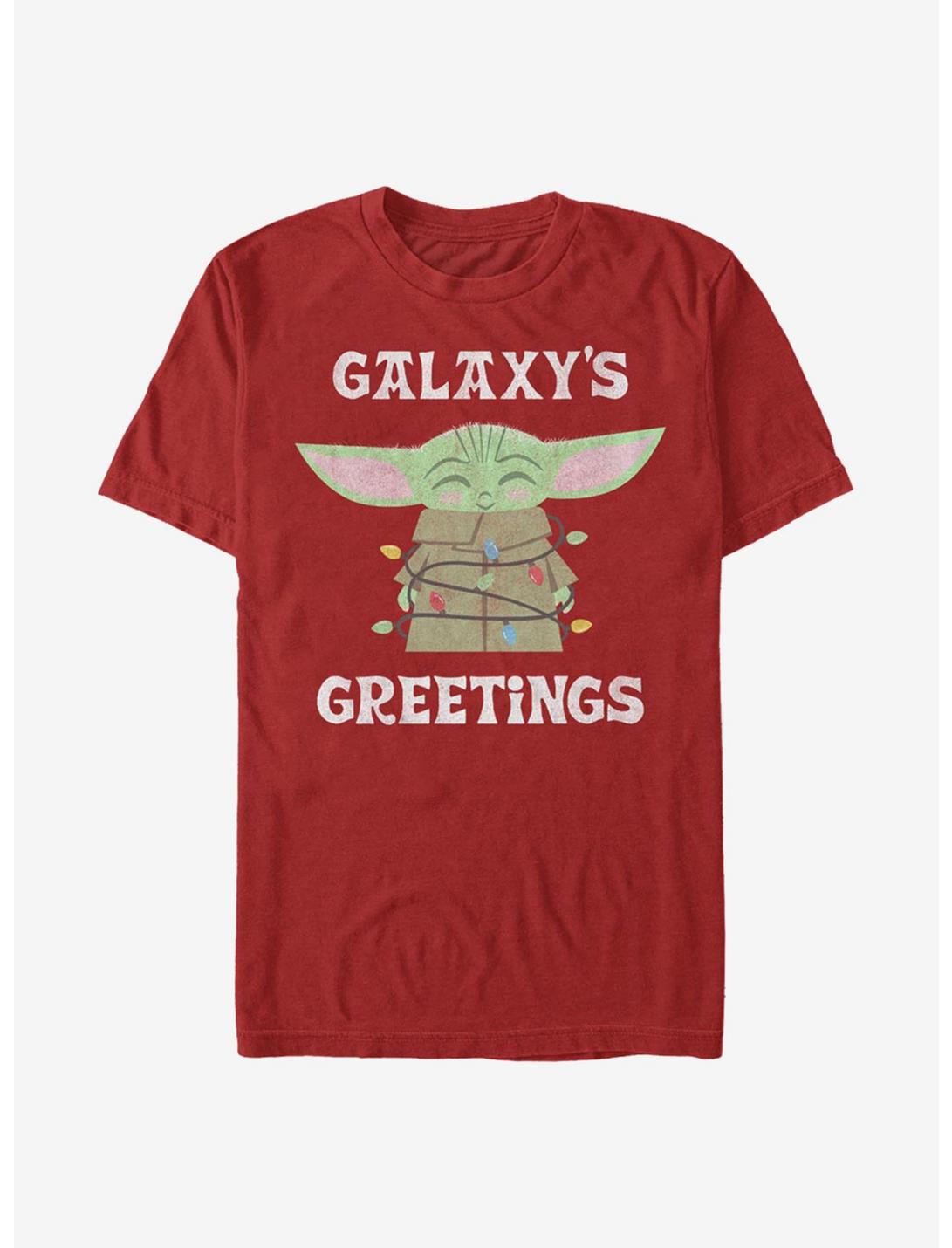 Star Wars The Mandalorian The Child Galaxy's Greetings T-Shirt, RED, hi-res