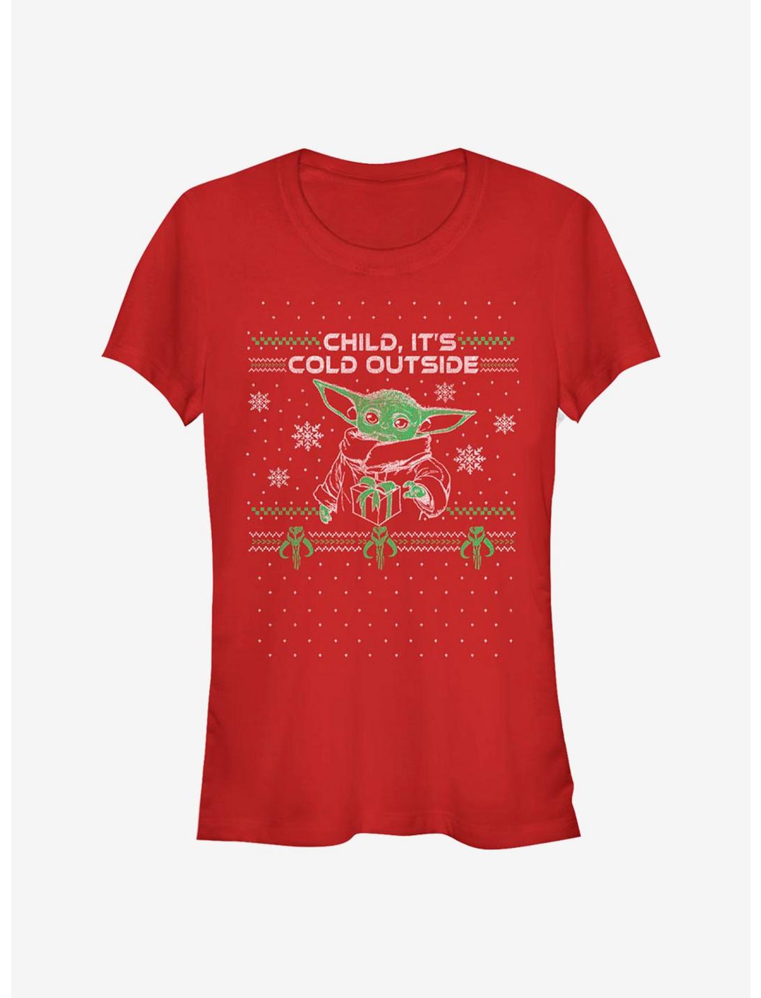 Star Wars The Mandalorian The Child Cold Outside Girls T-Shirt, RED, hi-res