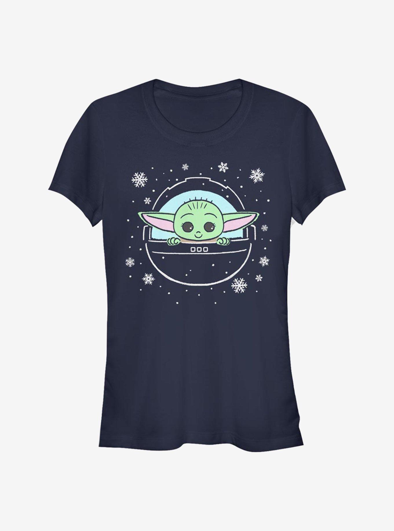 Star Wars The Mandalorian The Child Loves The Snow Girls T-Shirt, NAVY, hi-res