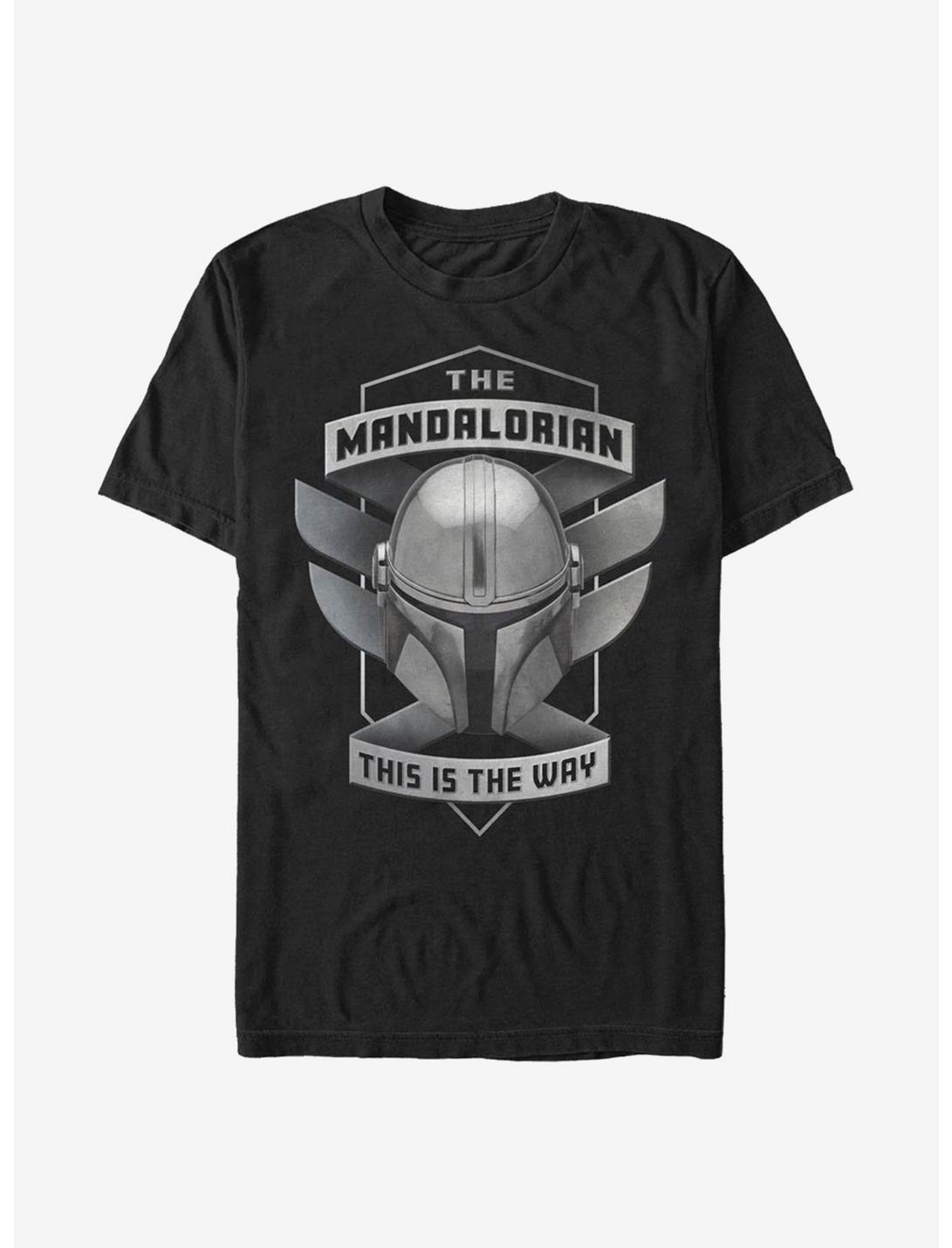 Star Wars The Mandalorian Mando Helmet The Way Emblem T-Shirt, BLACK, hi-res