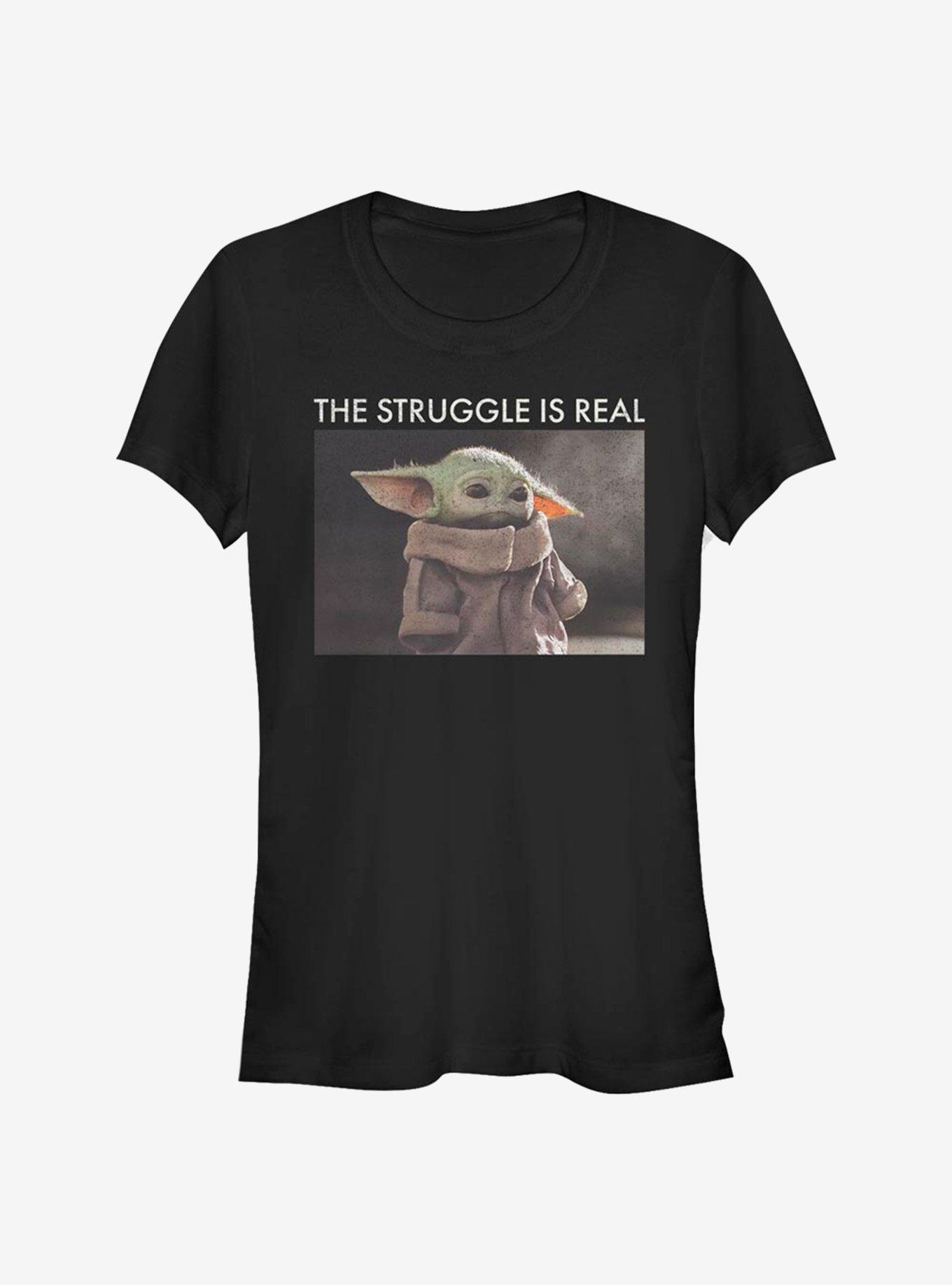 Star Wars The Mandalorian The Child The Struggle Meme Girls T-Shirt, BLACK, hi-res