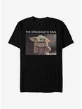 Star Wars The Mandalorian The Child The Struggle Meme T-Shirt, BLACK, hi-res