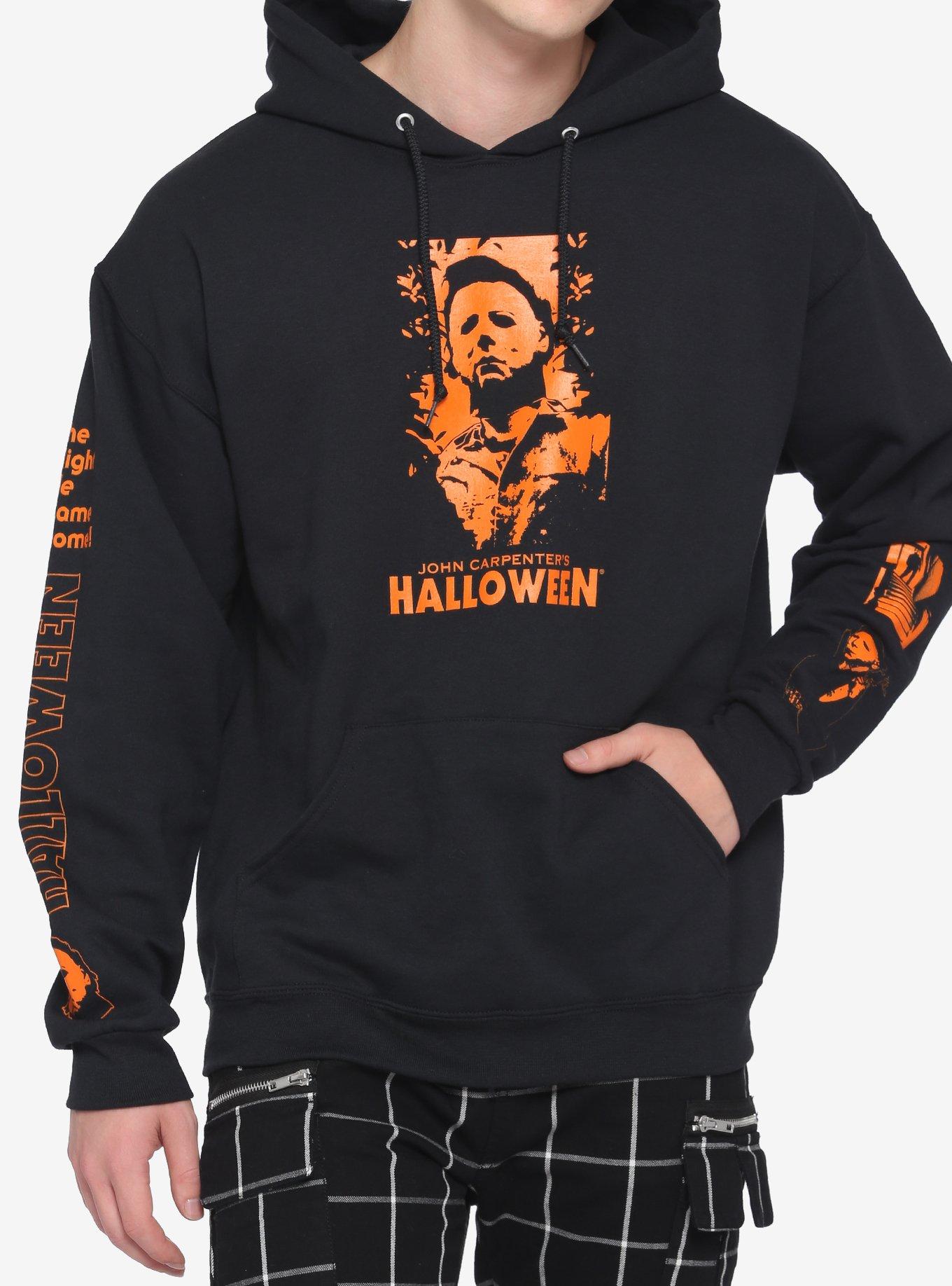 Halloween Orange Stencil Hoodie, BLACK, hi-res