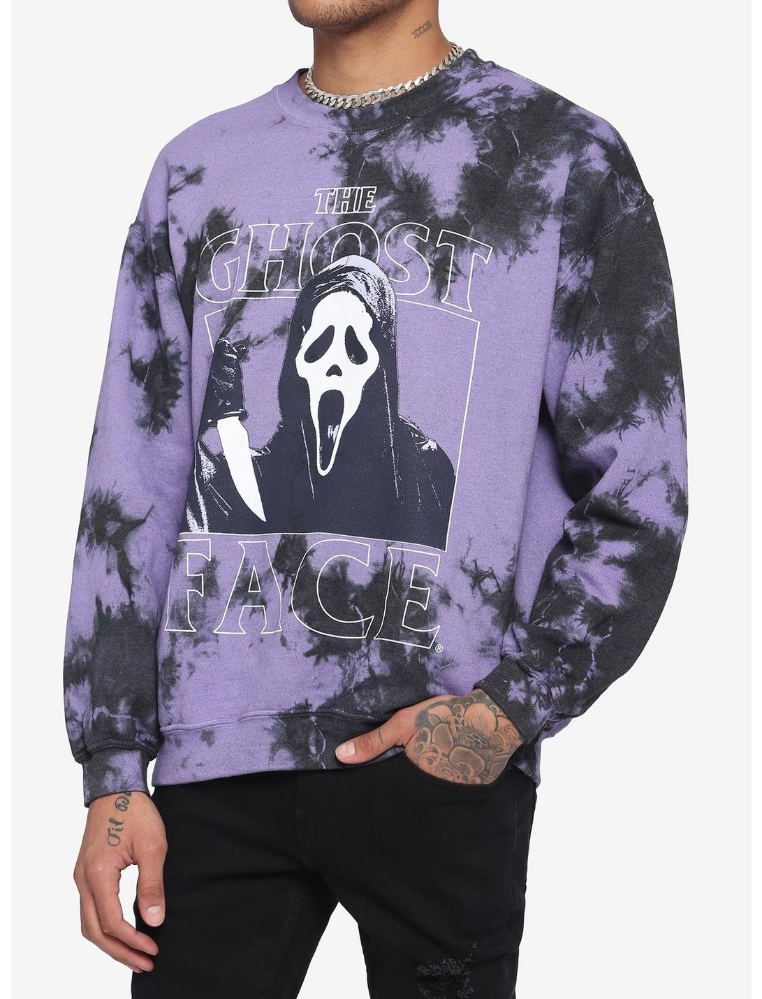 Scream Ghost Face Purple Tie-Dye Sweatshirt, PURPLE, hi-res
