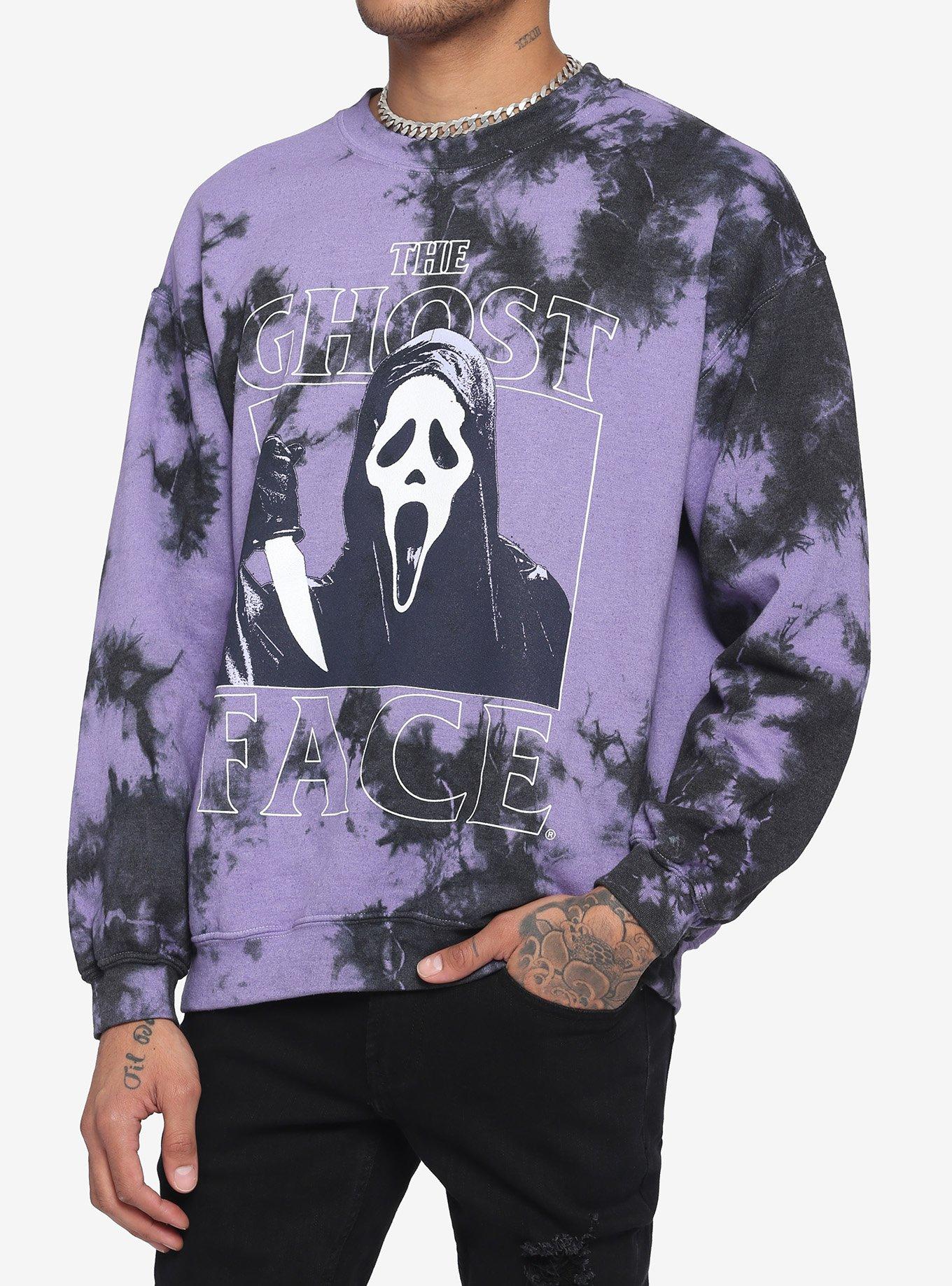 Scream Ghost Face Purple Tie-Dye Sweatshirt, PURPLE, hi-res