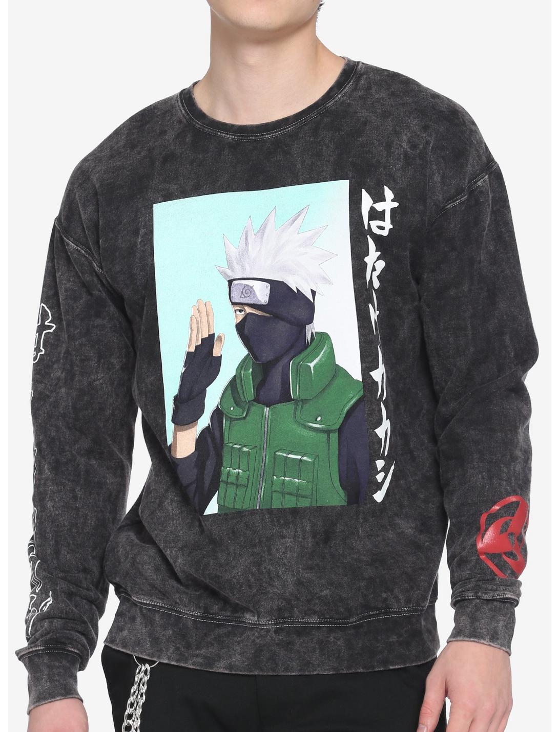 Naruto Shippuden Kakashi Hatake Grey Wash Sweatshirt, GREY, hi-res