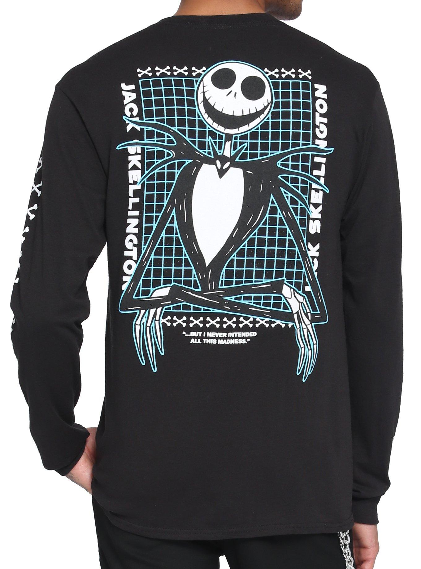 The Nightmare Before Christmas Jack Skellington Grid Long-Sleeve T-Shirt, BLACK, hi-res