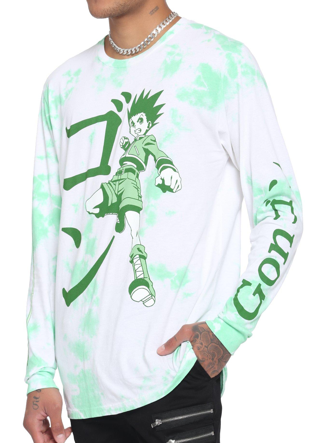 Hunter X Hunter Gon Fishing Pole Tie-Dye Long-Sleeve T-Shirt, GREEN, hi-res