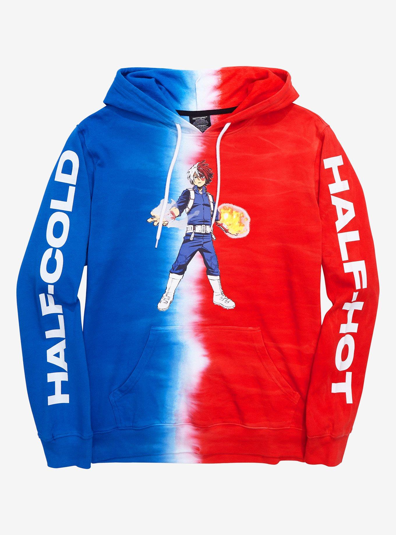 My Hero Academia Todoroki Split Dye Hoodie, RED, hi-res