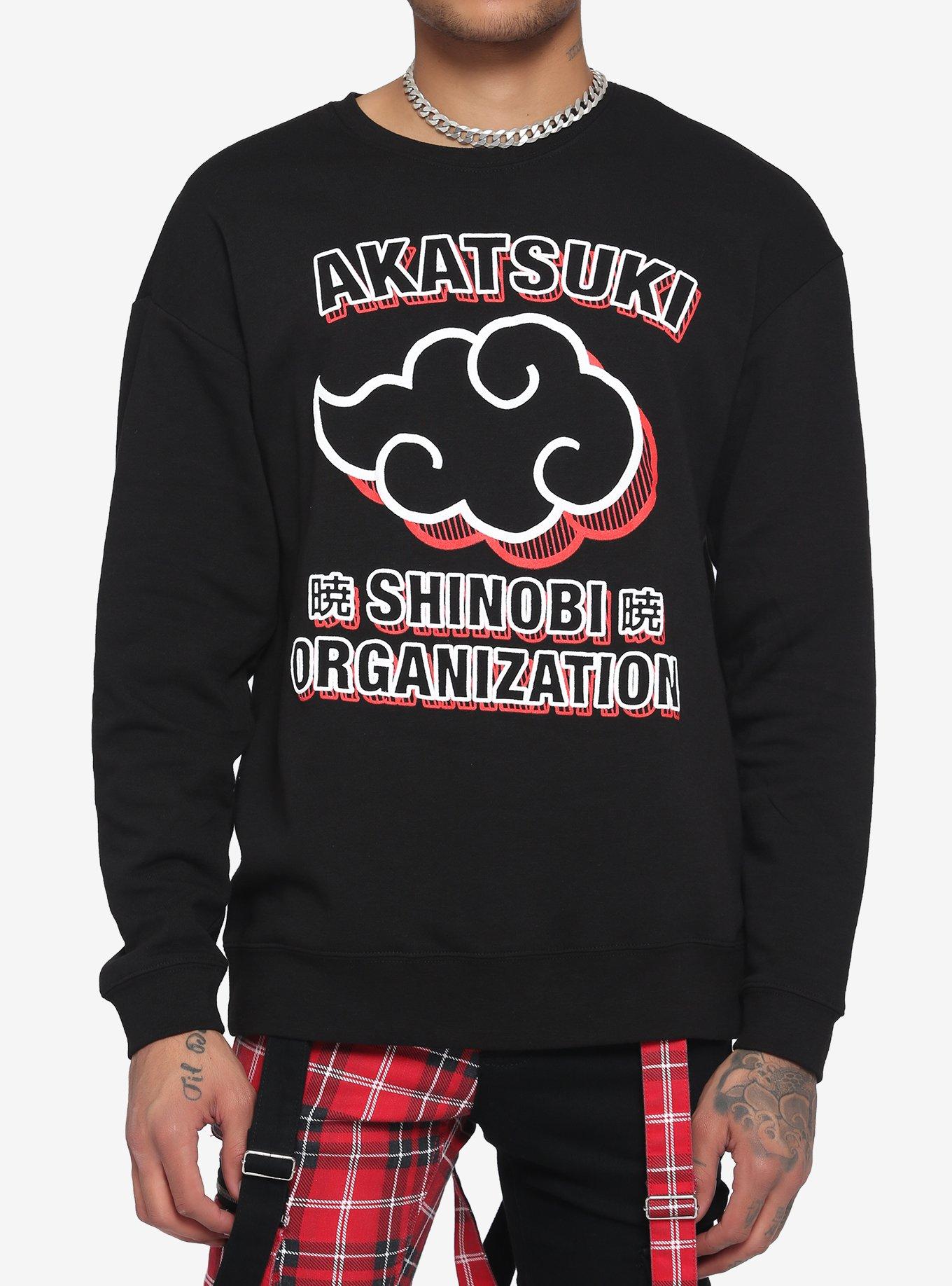 Naruto Shippuden Akatsuki Puffed Print Sweatshirt, BLACK, hi-res