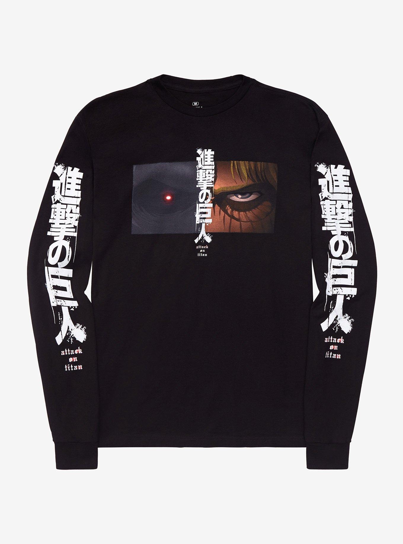 Attack On Titan Beast Titan Eyes Long-Sleeve T-Shirt, BLACK, hi-res