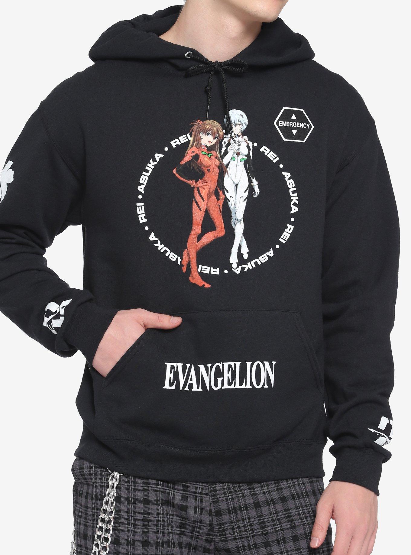 Neon Genesis Evangelion Rei & Asuka Hoodie, BLACK, hi-res