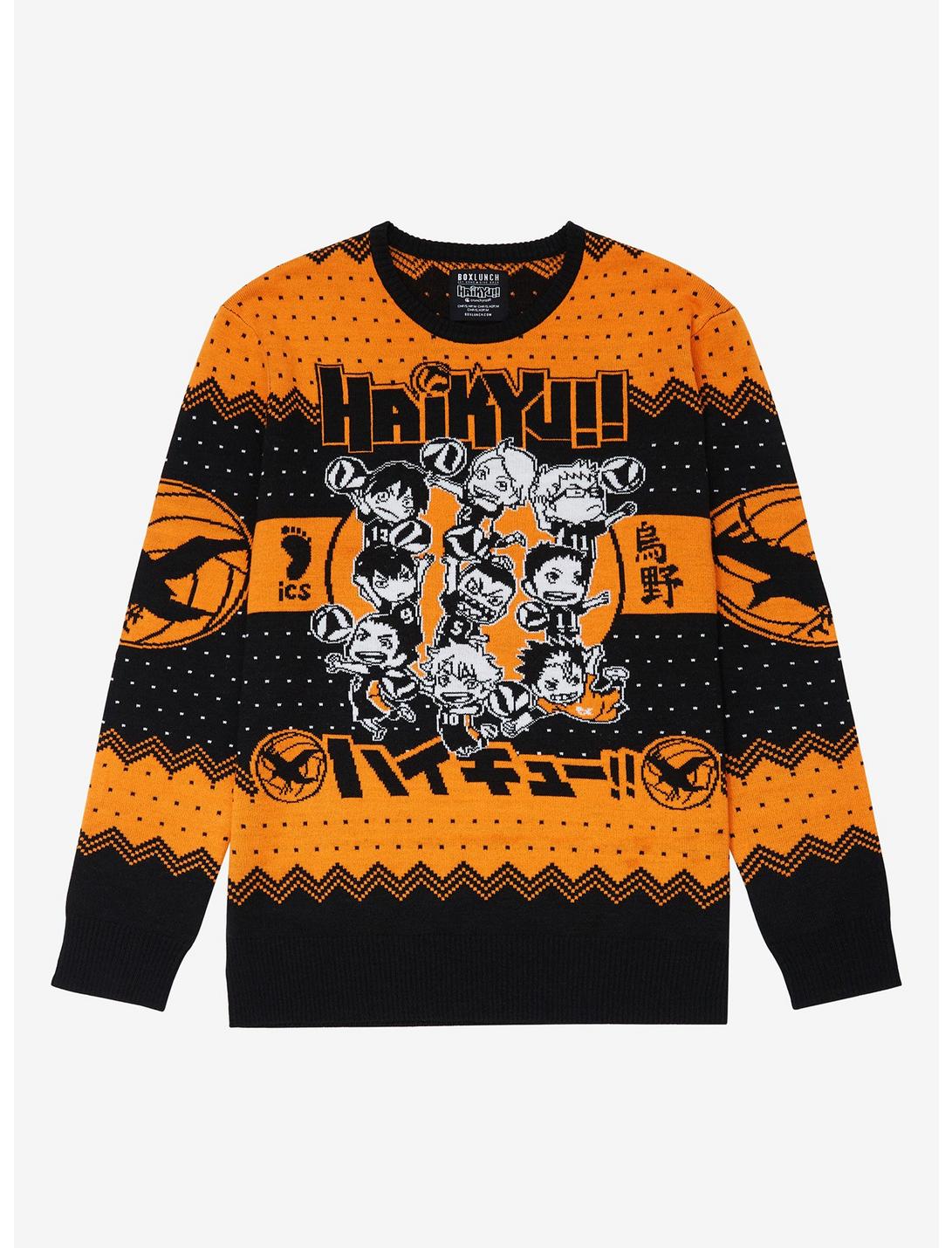 Haikyu!! Karasuno Crows Chibi Team Holiday Sweater - BoxLunch Exclusive, MULTI, hi-res