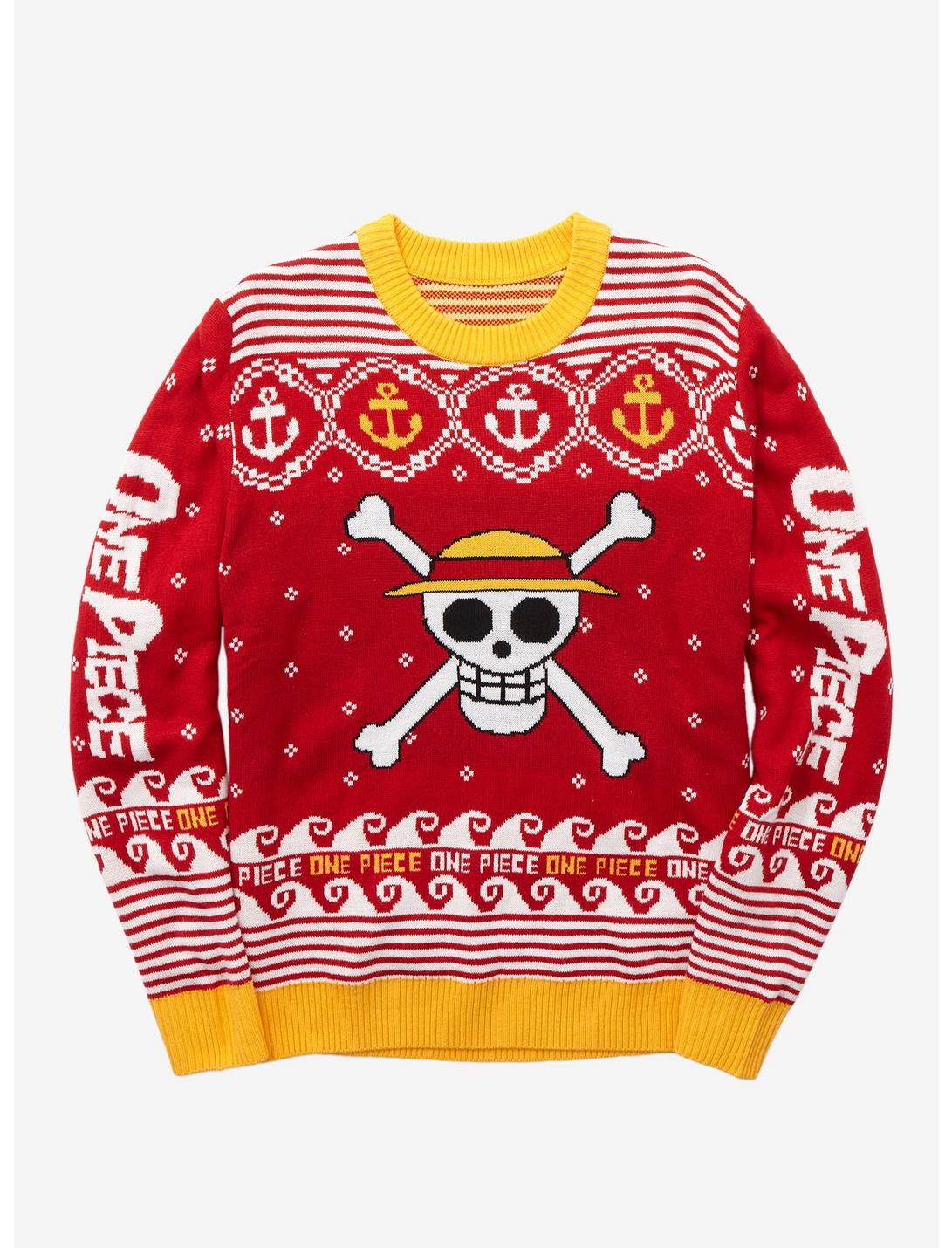 One Piece Straw Hat Pirates Jolly Roger Emblem Holiday Sweater - BoxLunch Exclusive, MULTI, hi-res