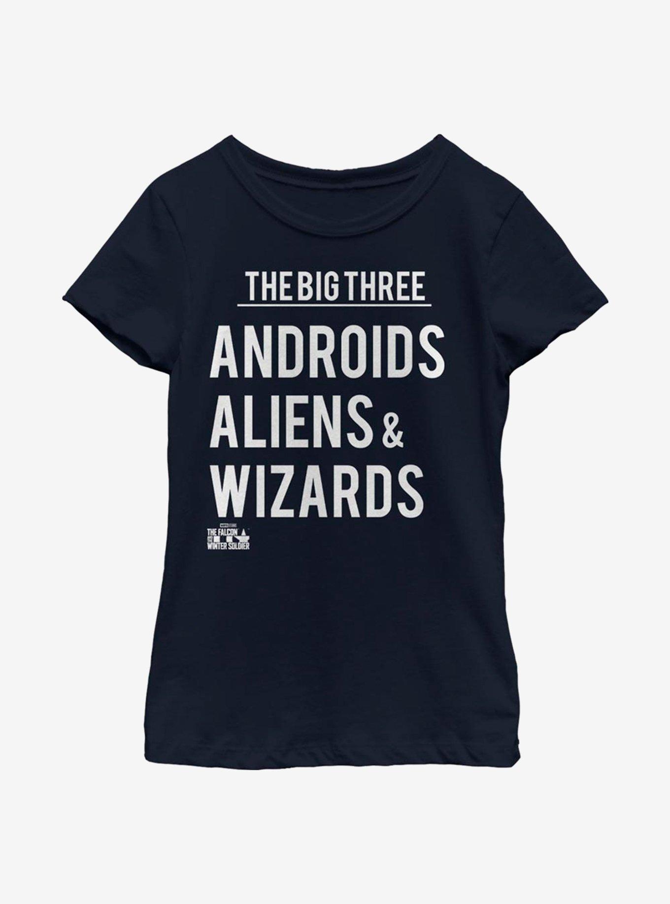 Marvel The Falcon And The Winter Soldier The Big Three Youth Girls T-Shirt, NAVY, hi-res