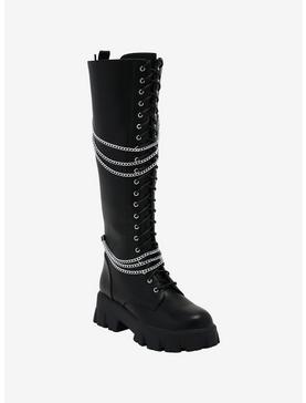 Black Chains Platform Knee-High Boots, , hi-res