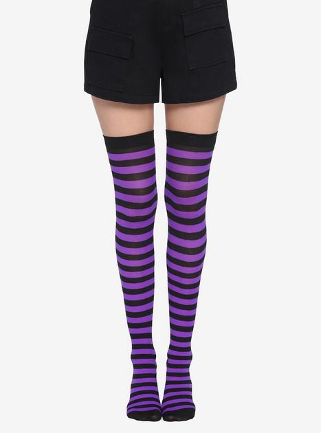 Purple And Black Stripe Thigh Highs Hot Topic 0571