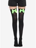 Lime Green Bow Black Thigh Highs, , hi-res