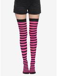 Hot Pink & Black Stripe Thigh Highs, , hi-res