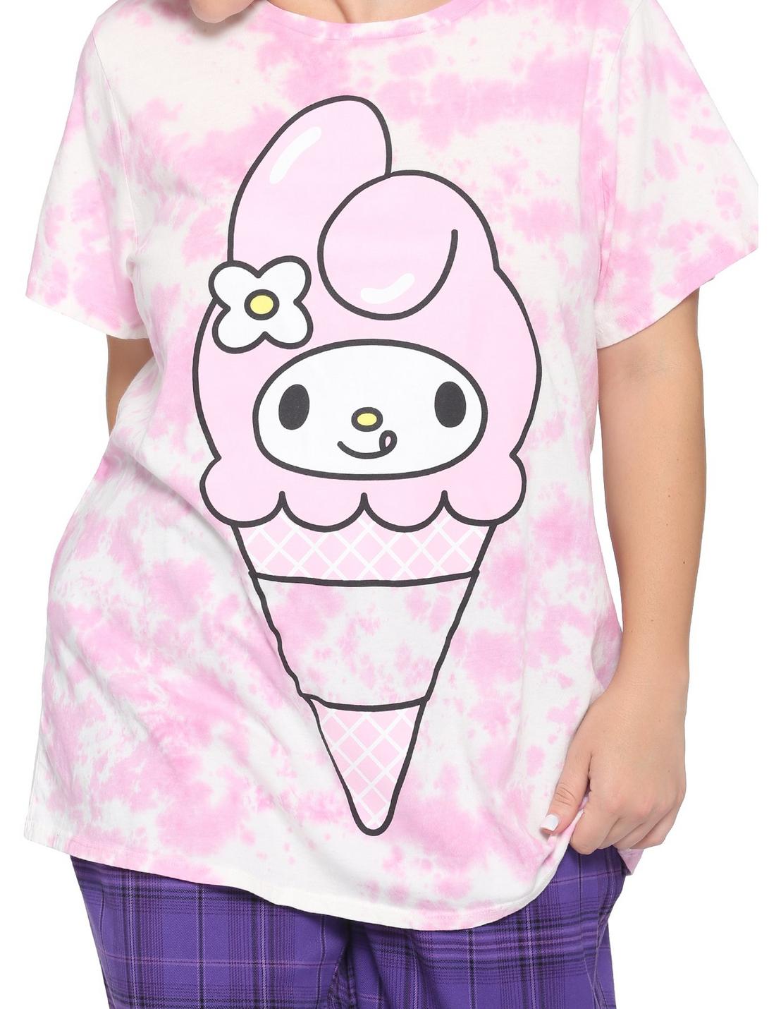 My Melody Ice Cream Tie-Dye Boyfriend Fit Girls T-Shirt Plus Size | Hot ...