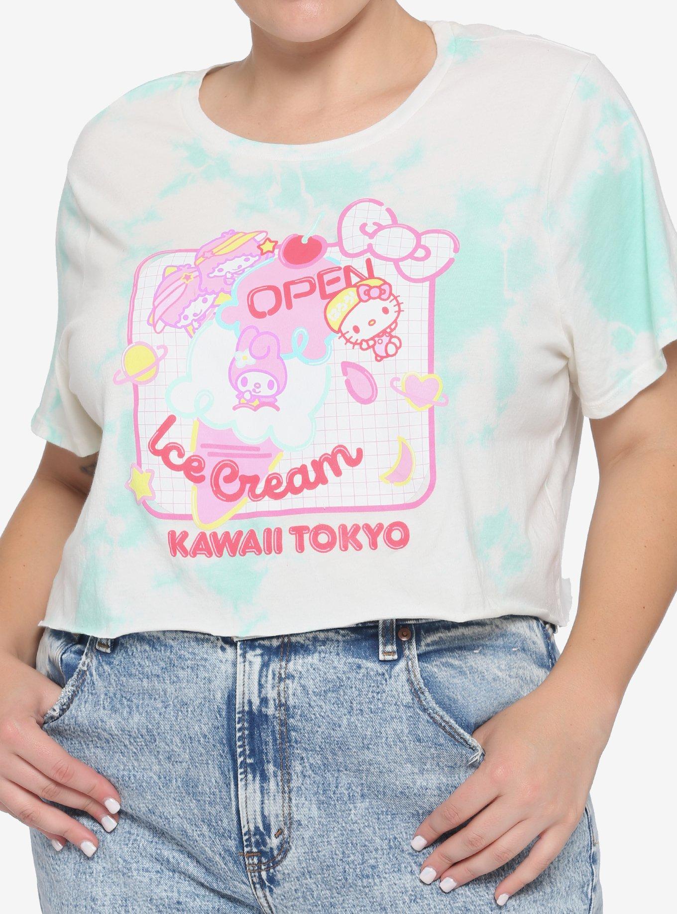 Sanrio Ice Cream Kawaii Tokyo Crop Girls Tie-Dye T-Shirt Plus Size, MULTI, hi-res