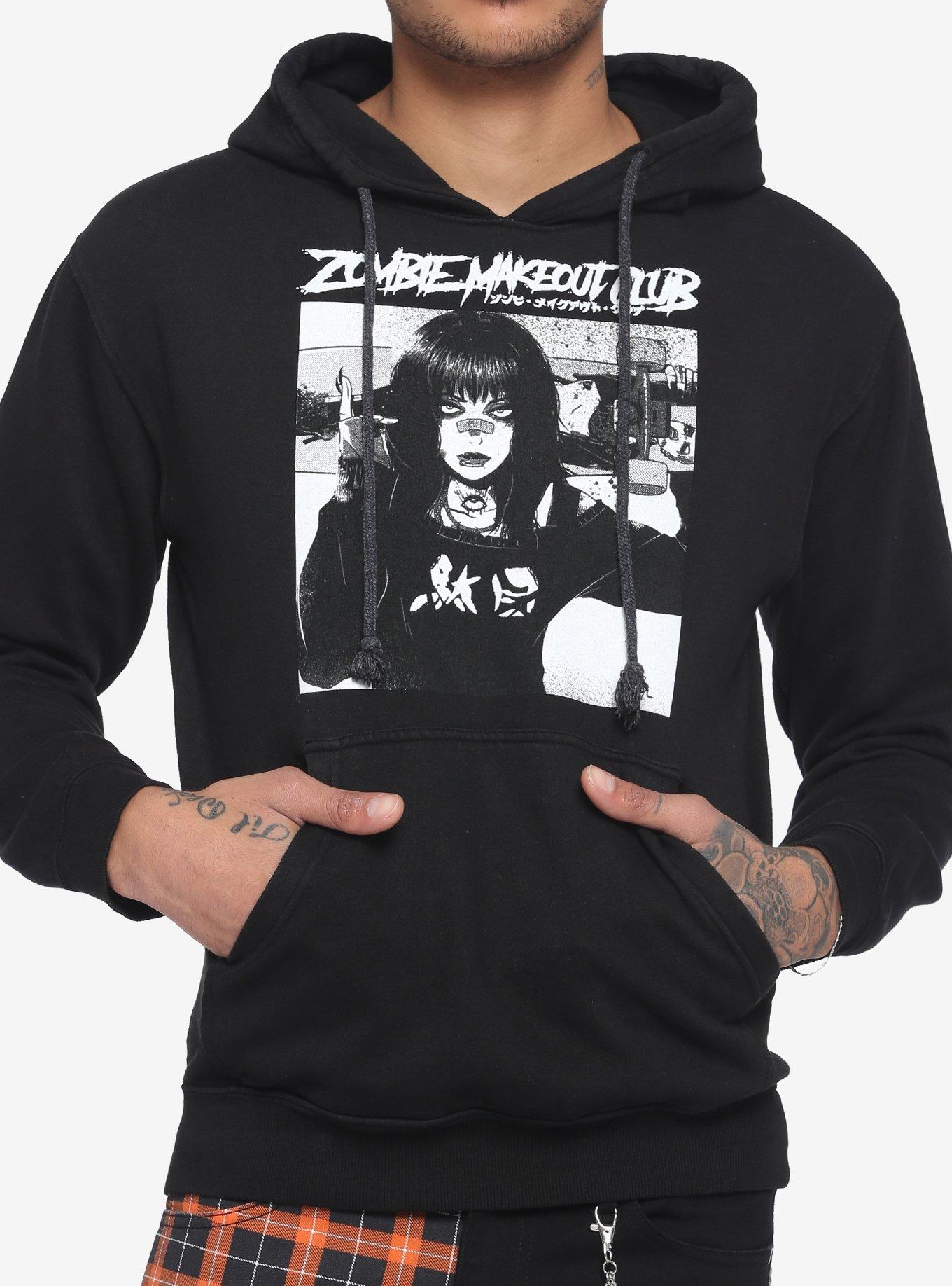 Zombie Makeout Club Skater Girl Hoodie, BLACK, hi-res