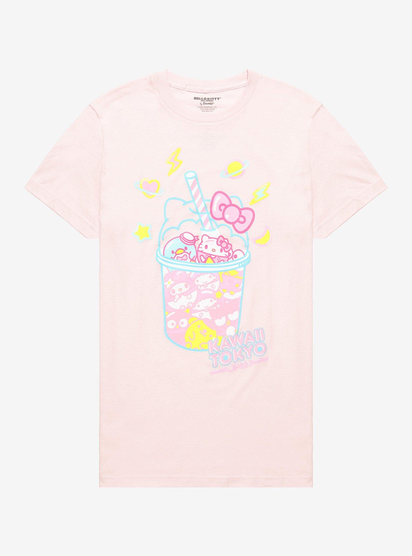 Hello Kitty Strawberry Milk Boyfriend Fit Girls T-Shirt