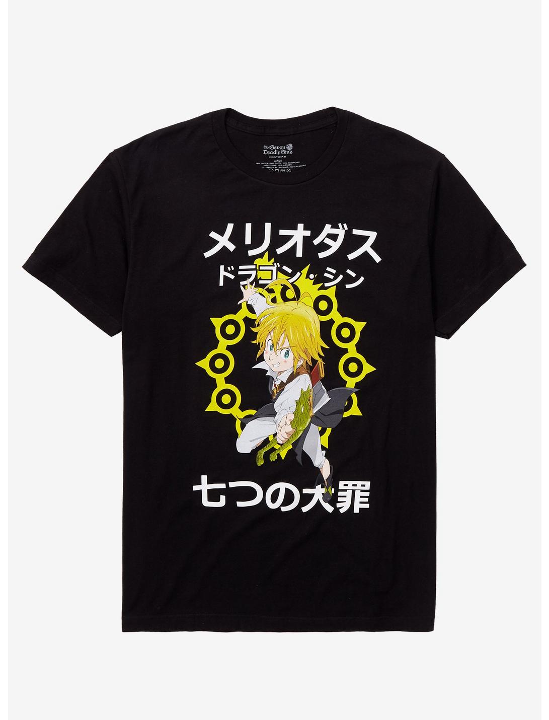 The Seven Deadly Sins Meliodas Katakana T-Shirt, BLACK, hi-res