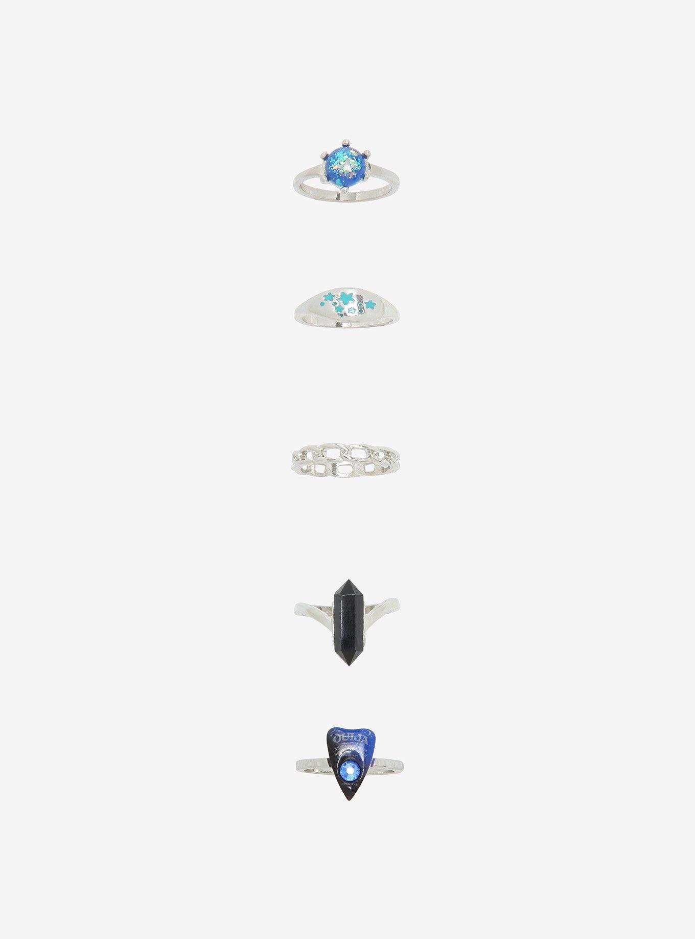 Ouija Planchette Blue Gem Ring Set, , hi-res