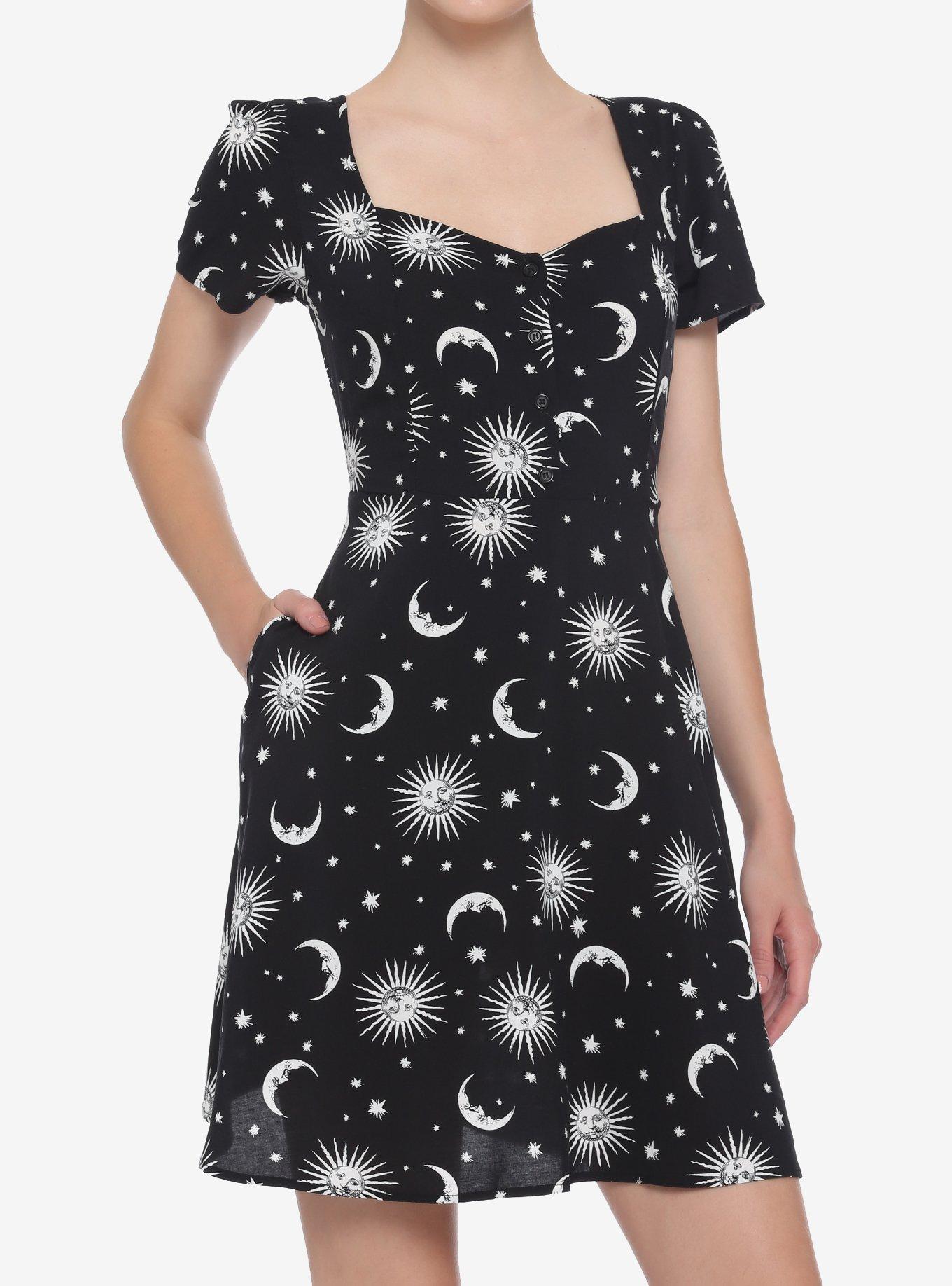 Celestial Sweetheart Retro Dress, BLACK, hi-res