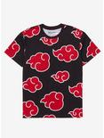 Naruto Shippuden Akatsuki Cloud Allover Print Women's Plus Size T-Shirt - BoxLunch Exclusive, BLACK, hi-res