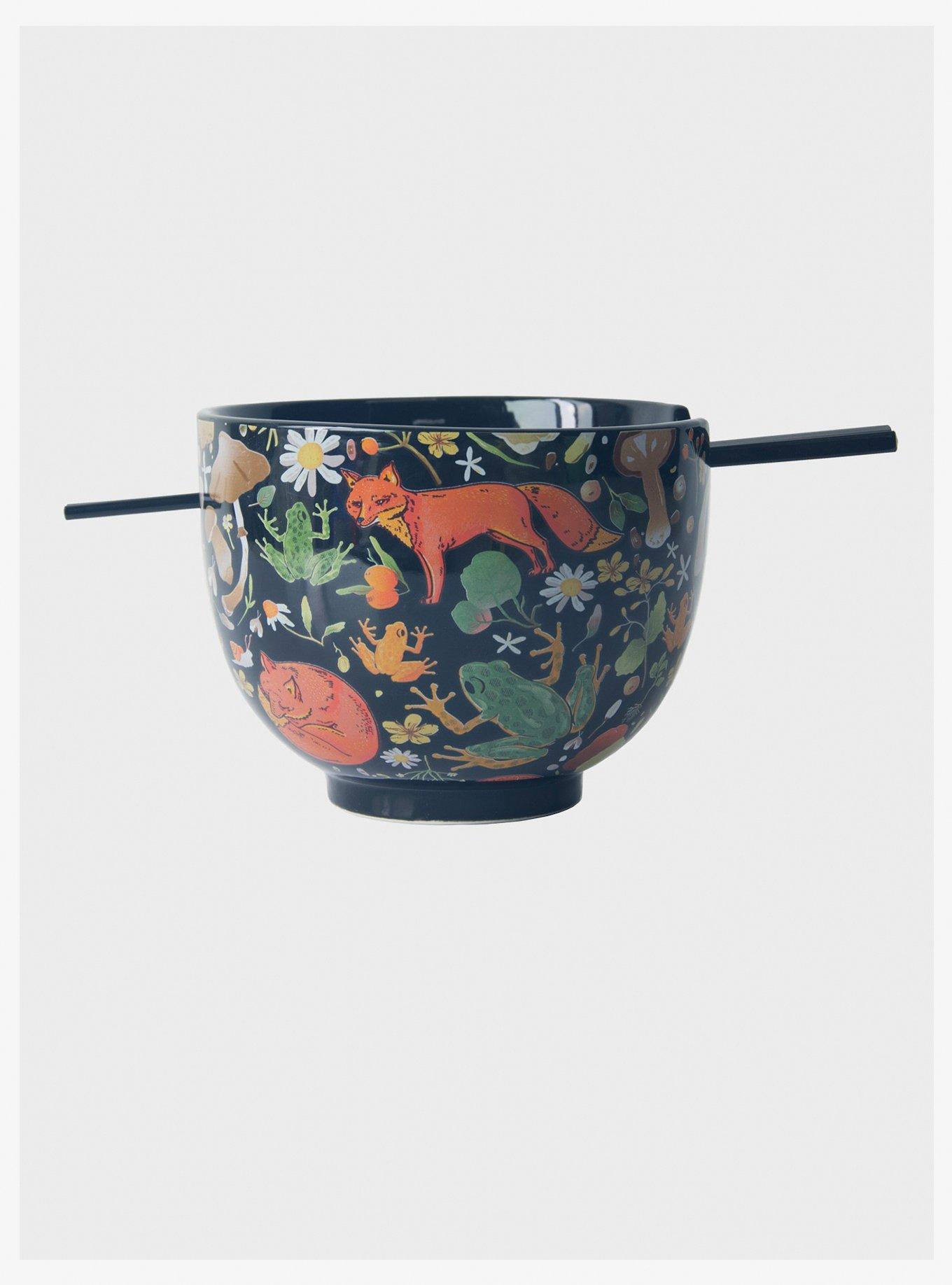 Woodland Creatures Foxes & Frogs Ramen Bowl With Chopsticks, , hi-res