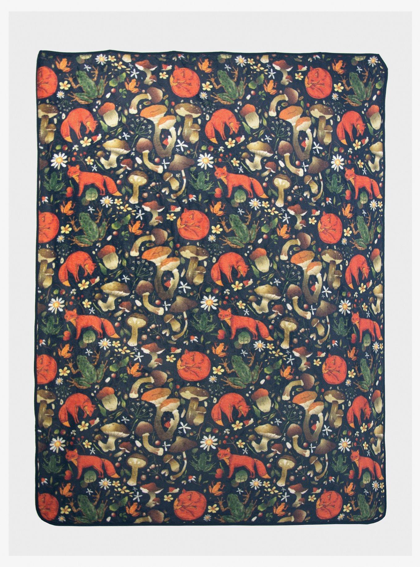 Woodland Flora & Fauna Throw Blanket, , hi-res