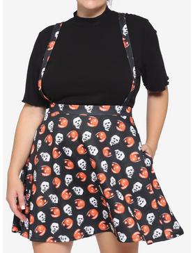 Halloween Michael Myers Pumpkin Suspender Skirt Plus Size, , hi-res
