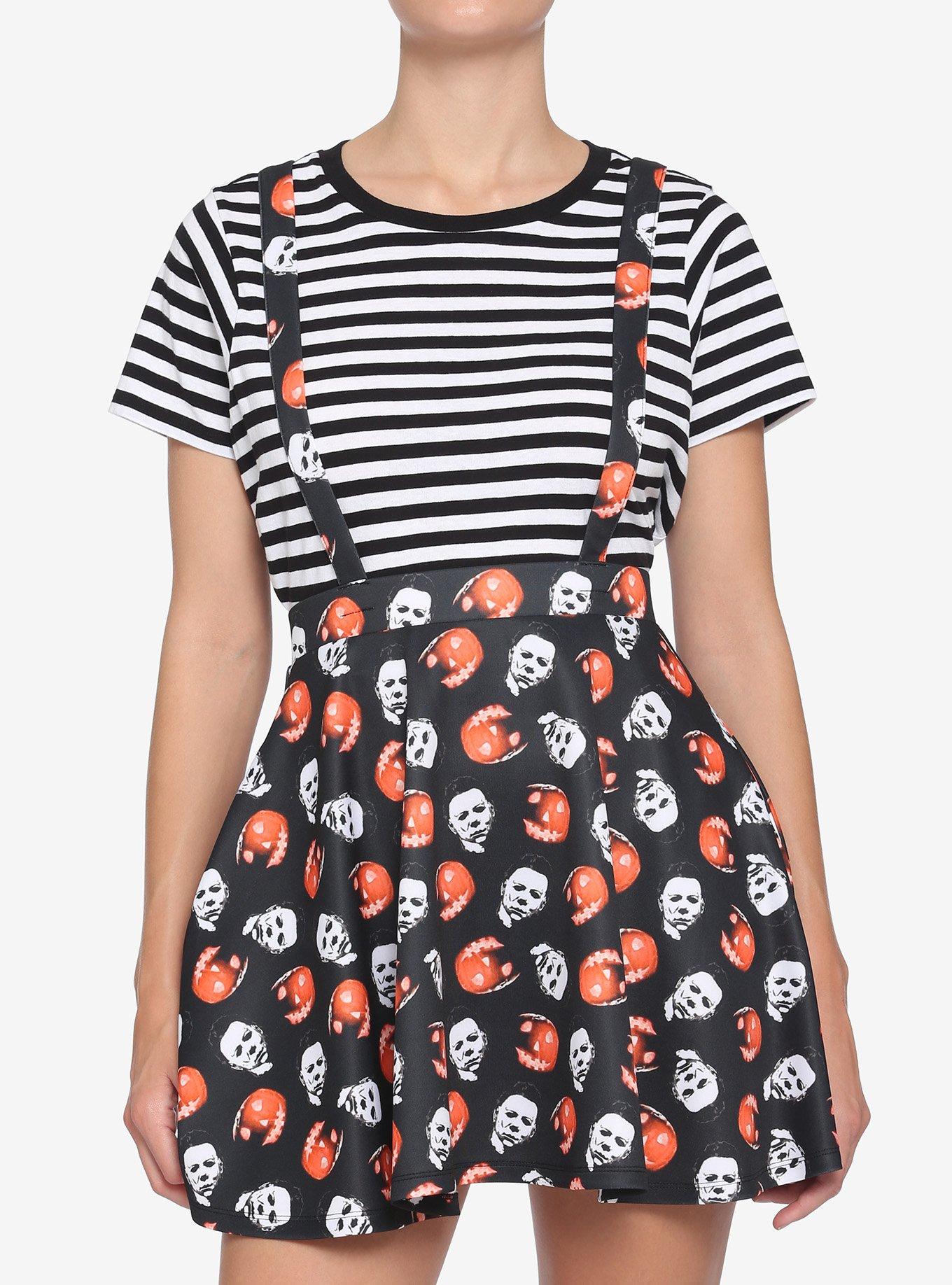 Halloween Michael Myers Pumpkin Suspender Skirt